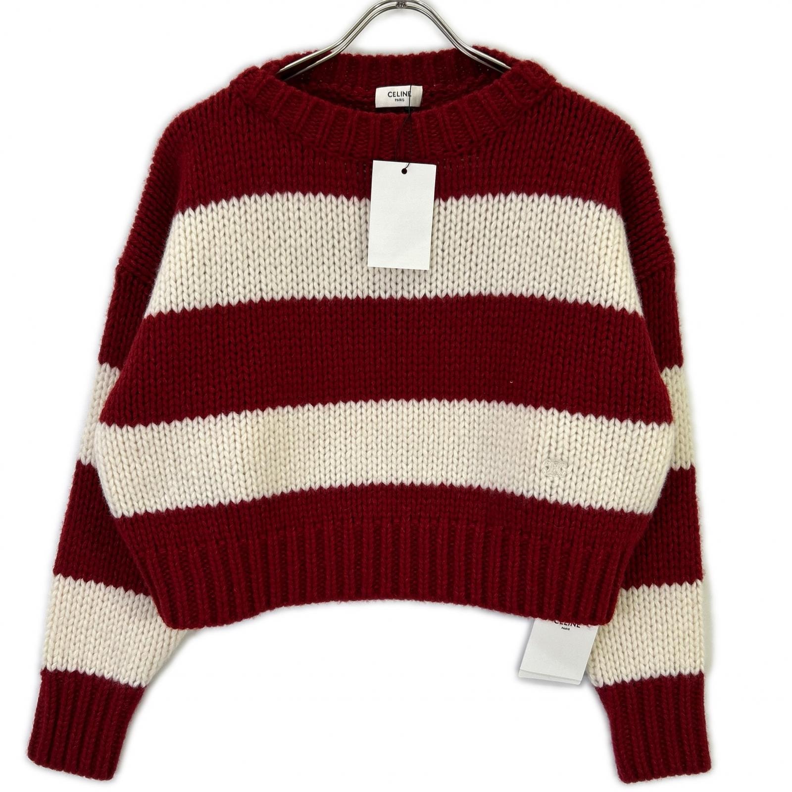 セリーヌ レッド/アイボリー FW23 2ADC4932V-01LV ルーズフィットニット XS