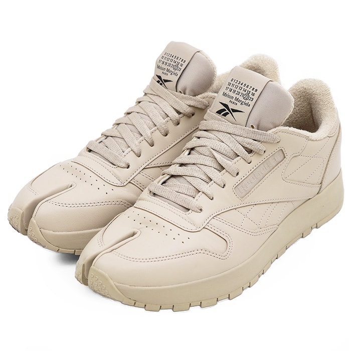 SALE【極美品】Maison Margiela メゾンマルジェラ × Reebok スニーカー サイズ EU43 メンズ レディース ユニセックス Project 0 CL Tabi タビ レザー ローカット シューズ 革靴 箱付属 ベージュ ベトナム製
