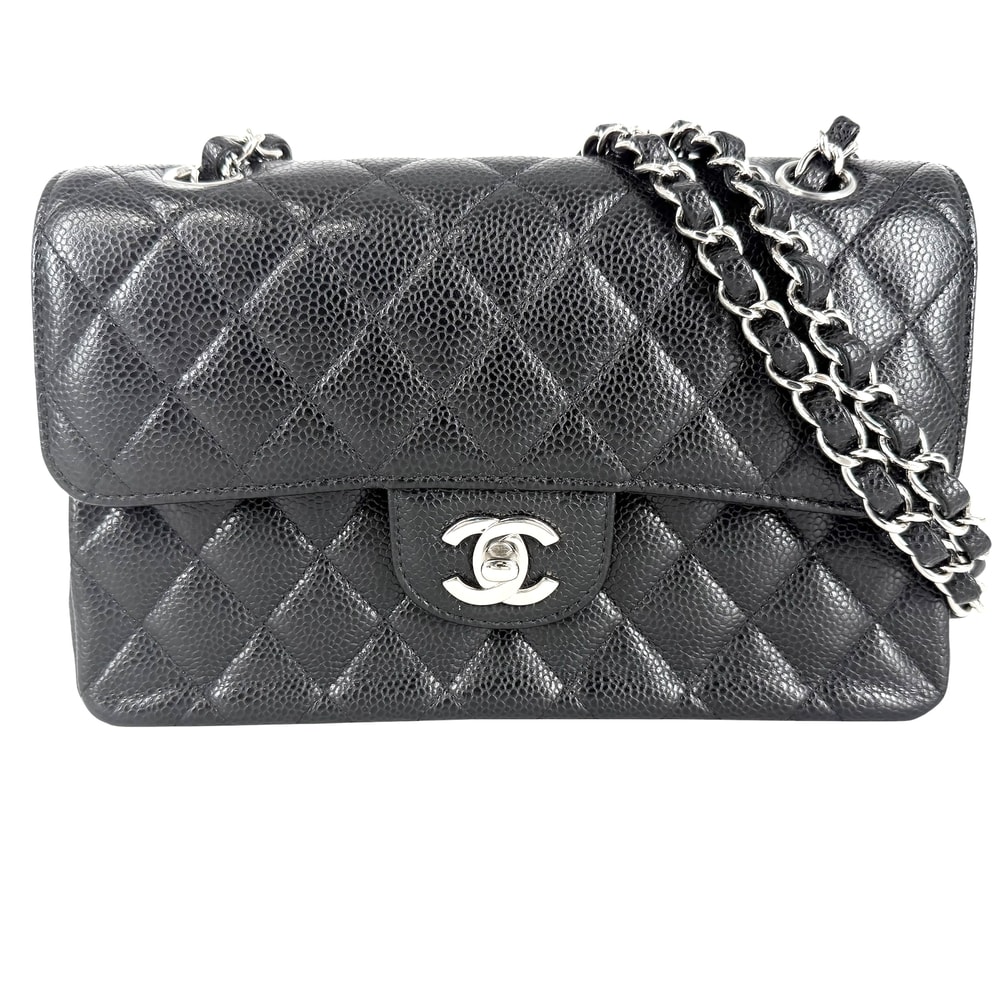CHANEL シャネル ショルダーバッグ マトラッセ23 ダブルチェーン ダブルフラップ 肩掛け 斜め掛け ココマーク ターンロック  キャビアスキン   ブラック 黒 シルバー金具 レディース 美品【中古品】