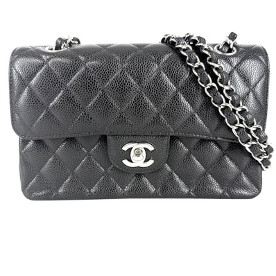 CHANEL シャネル ショルダーバッグ マトラッセ23 ダブルチェーン ダブルフラップ 肩掛け 斜め掛け ココマーク ターンロック キャビアスキン ブラック 黒 シルバー金具 レディース 美品【中古品】