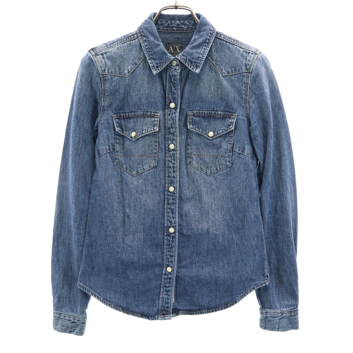 ARMANI EXCHANGE アルマーニエクスチェンジ 長袖 ダンガリー ウエスタンシャツ XS ネイビー