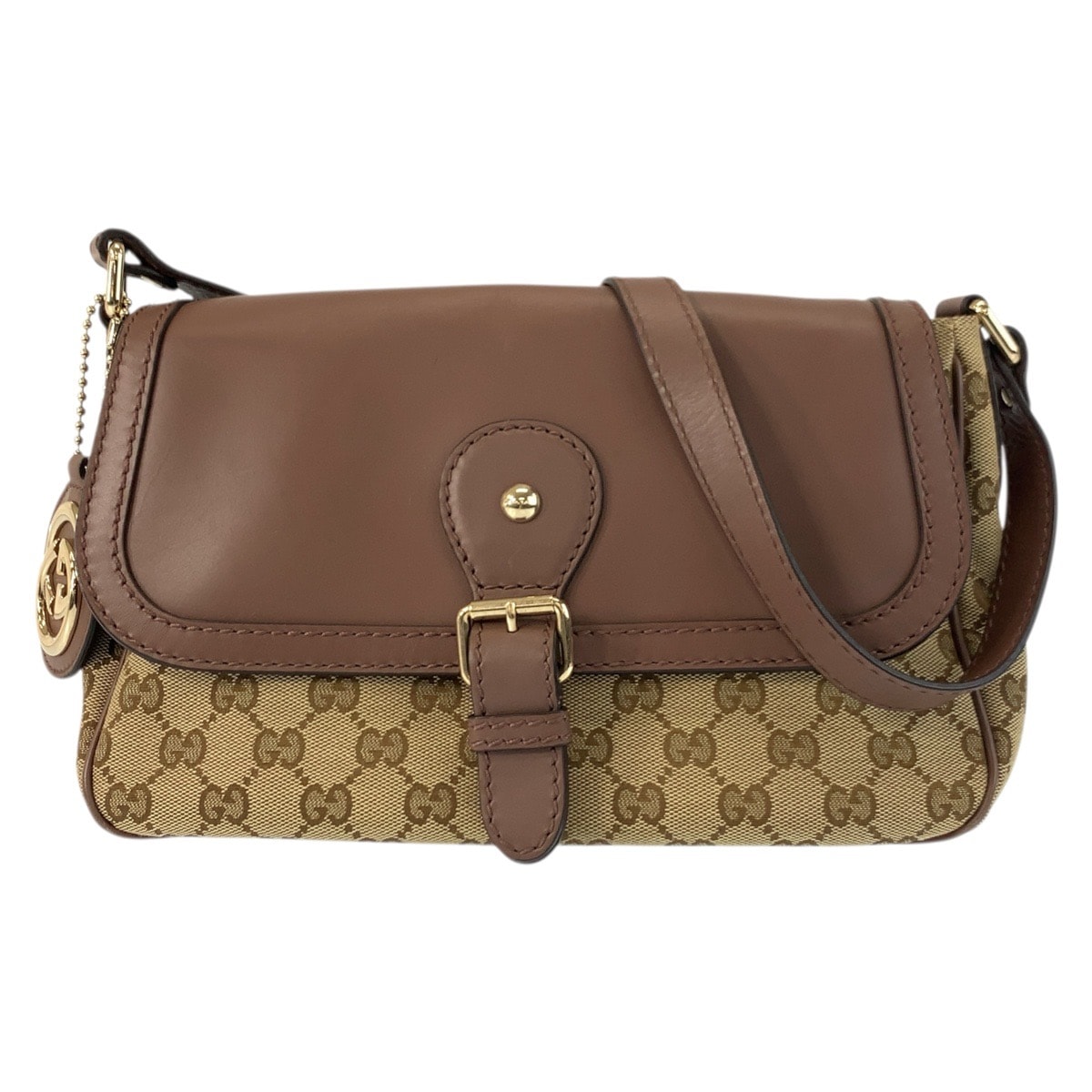 美品 GUCCI グッチ スーキー ブラウン ベージュ ゴールド金具 GGキャンバス レザー/ ショルダーバッグ ポシェット 601564 【中古】