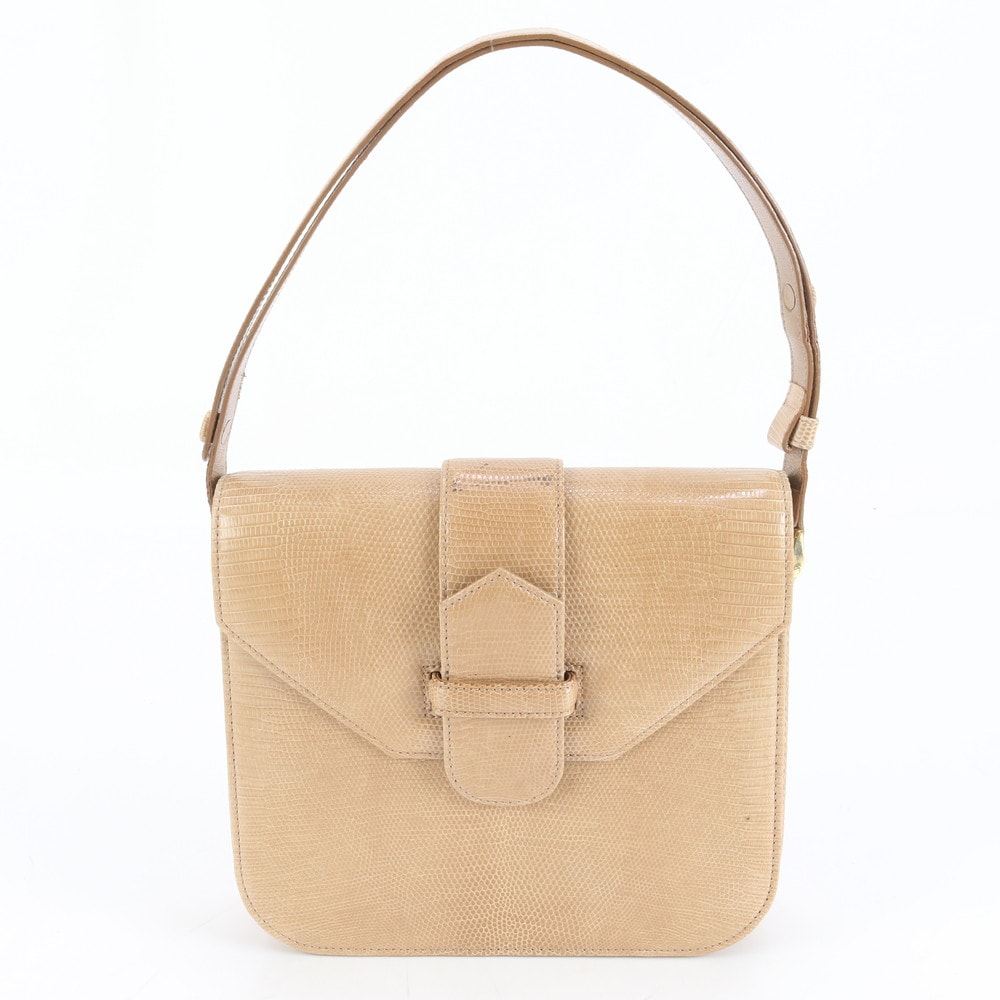 ■美品 イヴ サンローラン リザード エンボスショルダーバッグ レザー