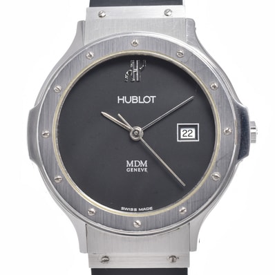ウブロ HUBLOT 1401.1 MDM デイト ブラック クォーツ レディース 良品 腕時計 N#148188