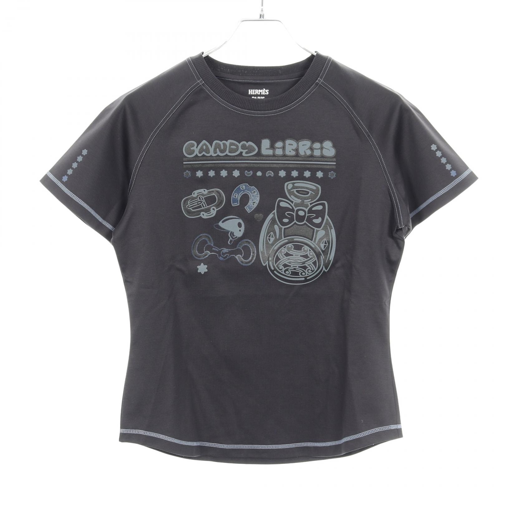 エルメス HERMES Candy Libris カットソー 衣料品 トップス コットン レディース ブラック系 【中古】