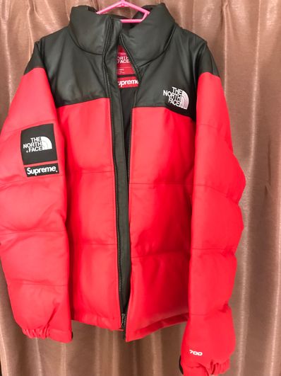 Supreme x The North Face Leather Nuptse Jacket "Red"