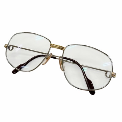 美品 カルティエ メガネ シルバー メンズ 56□16 130