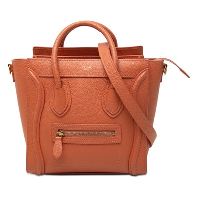 セリーヌ ラゲージ ナノ ショッパー ハンドバッグ ショルダーバッグ 2WAY ブラウン系 レザー レディース CELINE 【中古】