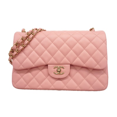 ★SALE【6kb0983】シャネル ショルダーバッグ デカマトラッセ Wフラップ Wチェーン キャビアスキン ピンク シャンパンゴールド金具【中古】レディース