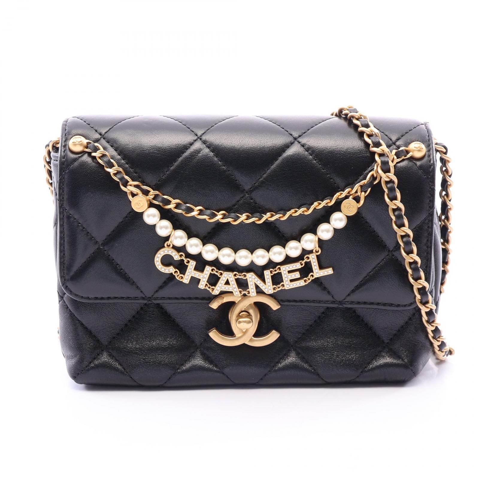 シャネル CHANEL マトラッセ ミニフラップバッグ ショルダーバッグ バッグ ラムスキン(羊革) レディース ブラック系 AS4986 【中古】