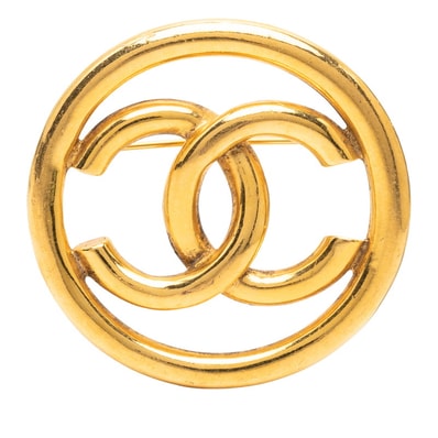 シャネル ココマーク ラウンド ブローチ 93P ゴールド メッキ レディース CHANEL 【中古】