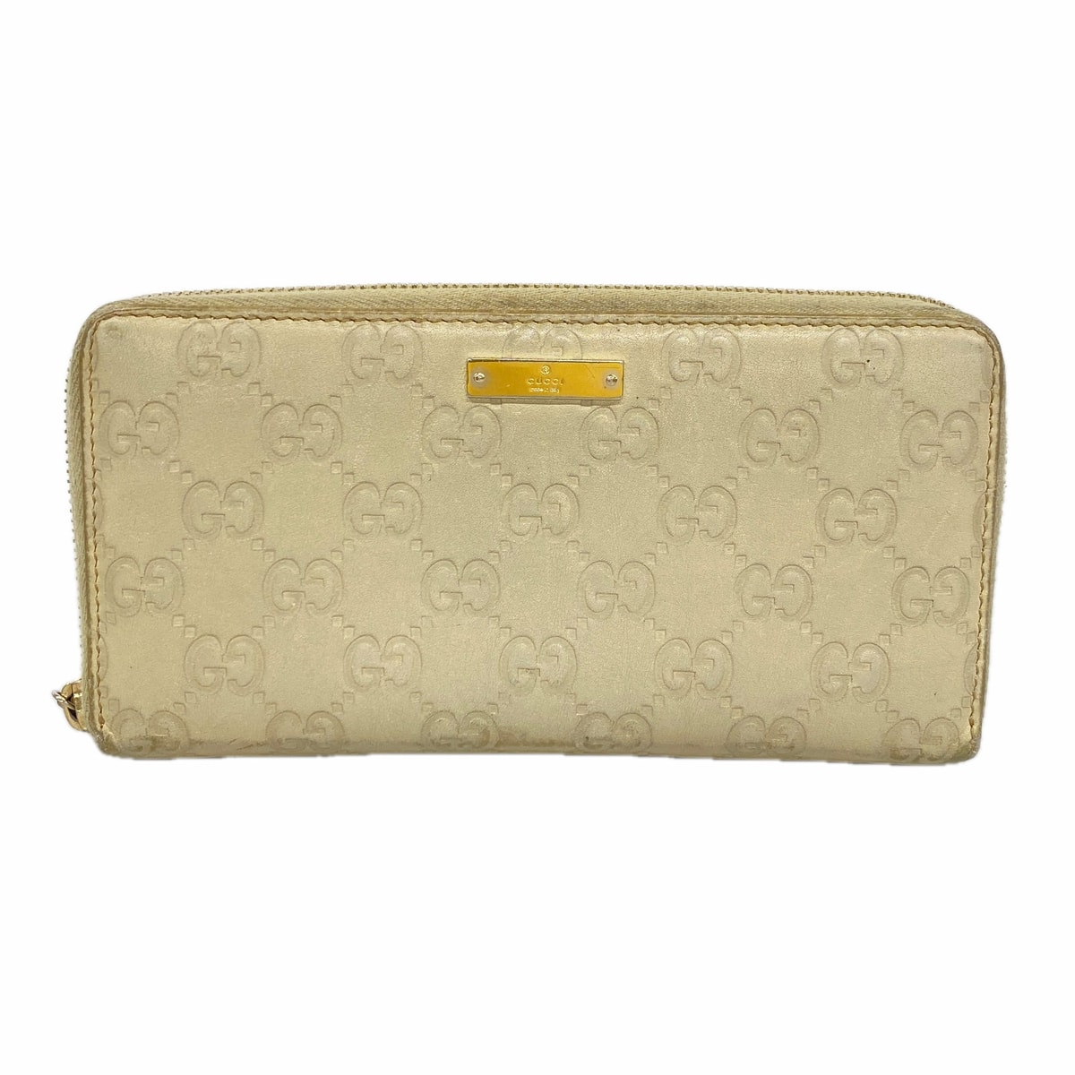 ★SALE【6hb0367-k】グッチ 長財布 グッチシマ 112724 レザー ベージュ ゴールド金具【中古】レディース