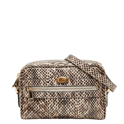 グッチ GGマーモント 斜め掛け ショルダーバッグ 517350 ブラウン ホワイト パイソン レザー レディース GUCCI 【中古】