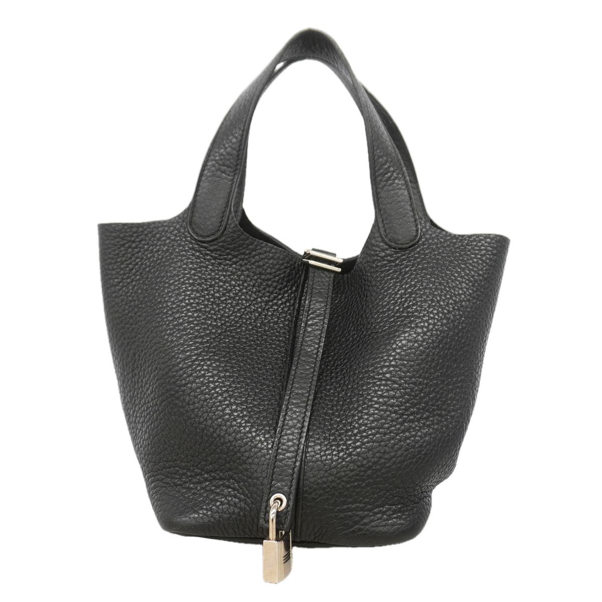 ★SALE【6ia0594】エルメス ハンドバッグ ピコタンロックMM トリヨンクレマンス ブラック シルバー金具 □Q刻印【中古】レディース