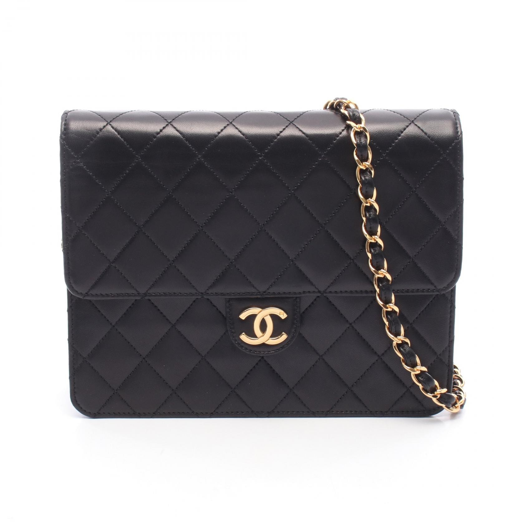 シャネル CHANEL マトラッセ シングルフラップ ショルダーバッグ バッグ ラムスキン(羊革) レディース ブラック系 【中古】