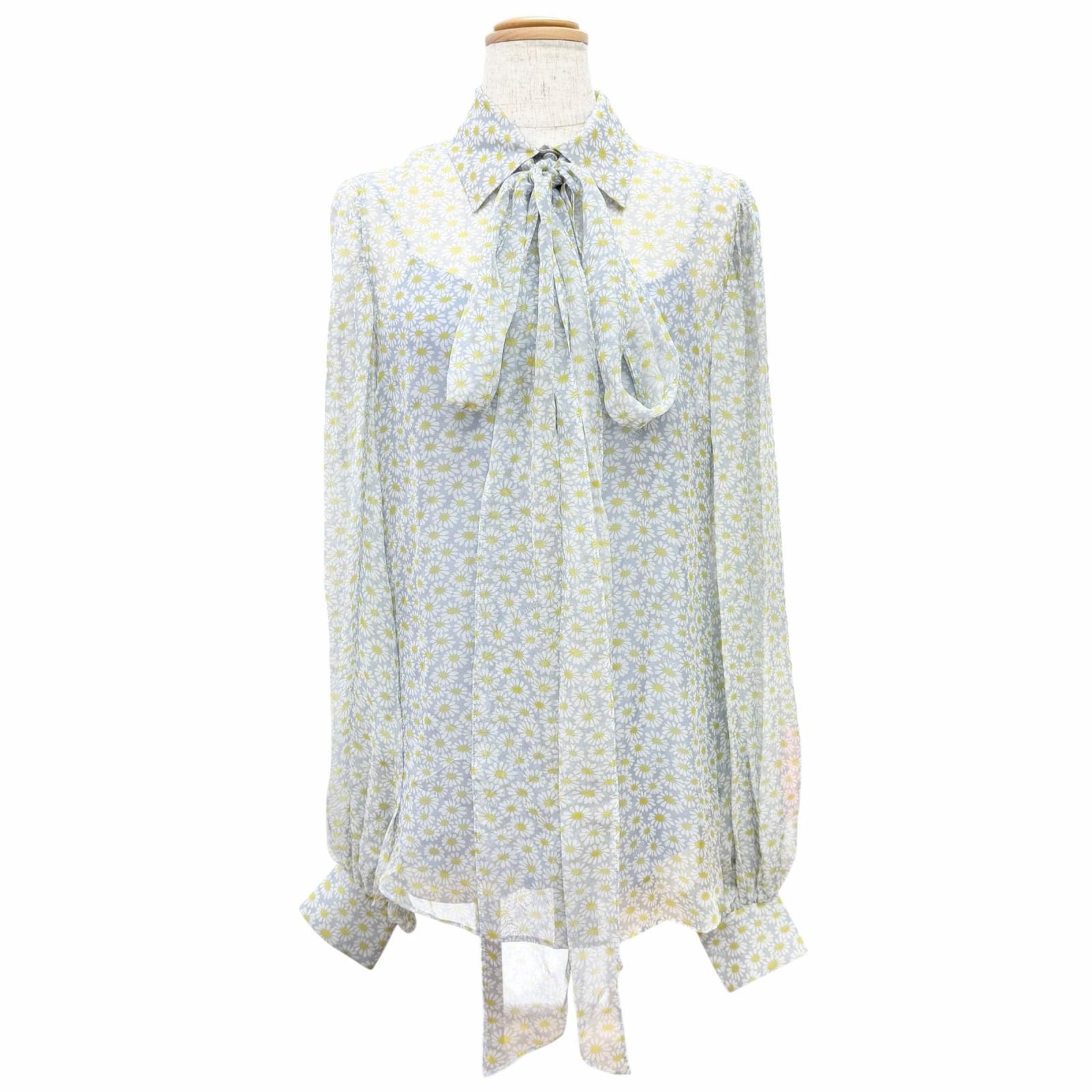 未使用品 グッチ 花柄 ボウタイ付き シルク ブラウス IT 38 812225