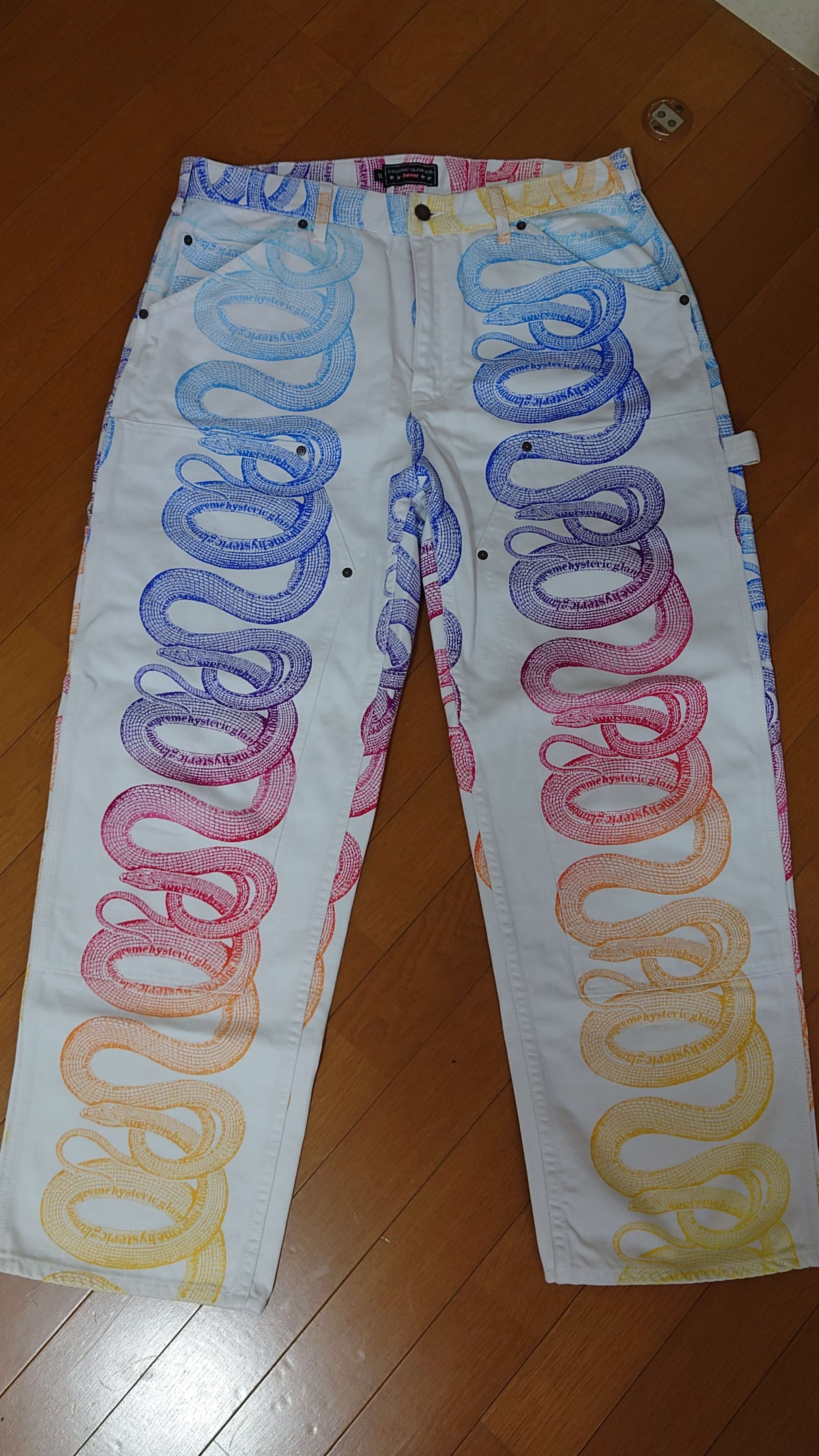 Supreme x HYSTERIC GLAMOUR Snake Double Knee Denim Painter Pant "White"
