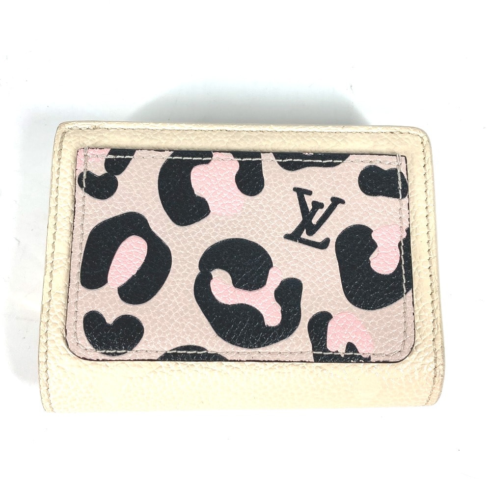 ルイヴィトン LOUIS VUITTON ポルトフォイユ・クレア M80754 モノグラムアンプラント ワイルドアットハート レオパード 豹 財布 ウォレット 2つ折り財布 モノグラムアンプラントレザー クレーム ベージュ
