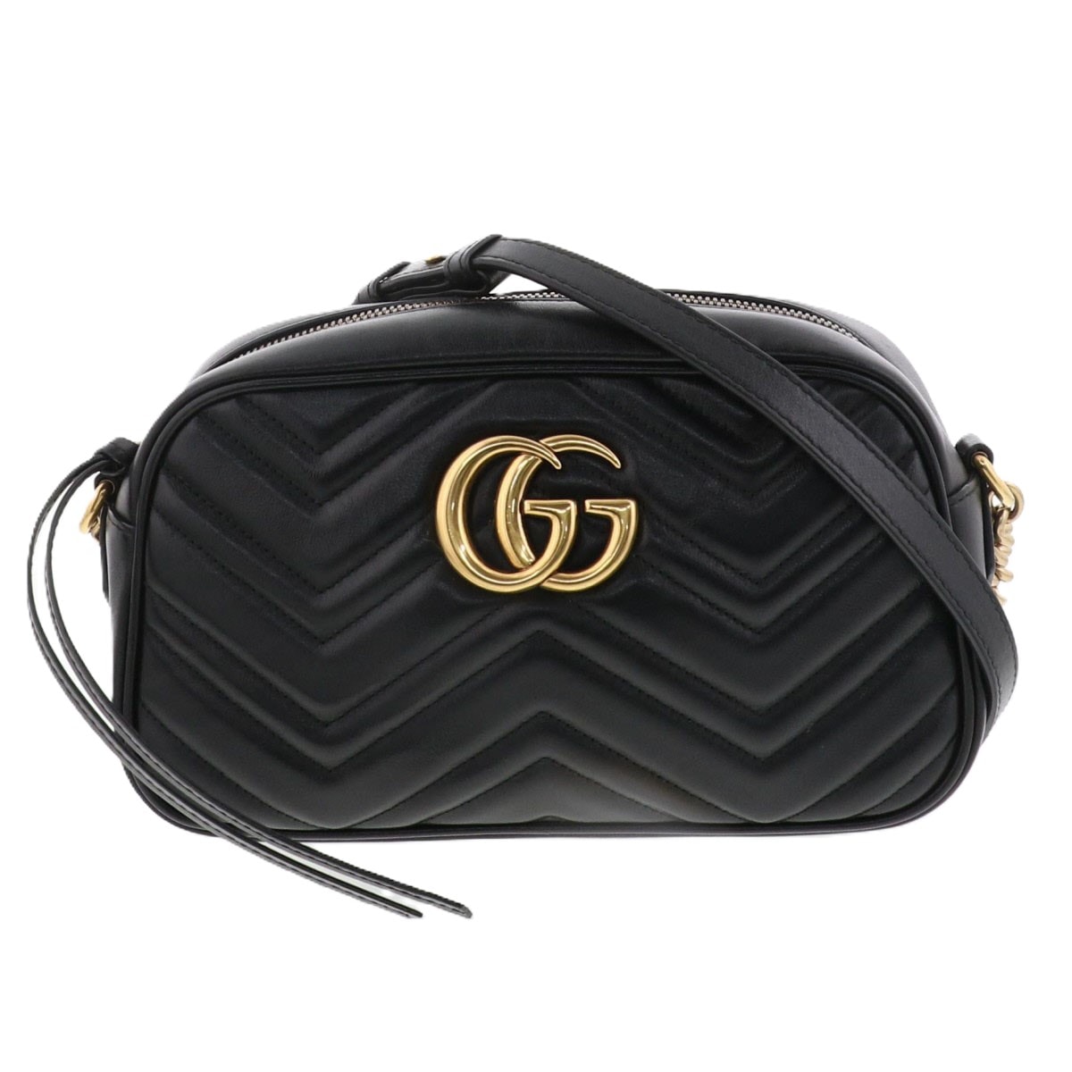 GUCCI グッチ GGマーモント スモール カメラバッグ ショルダーバッグ 447632 レザー ブラック  レディース【中古】