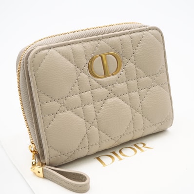 極美品 Christian Dior クリスチャンディオール Dior Caro Scarlet ウォレット Dior Caro Scarlet ウォレット S5032UWHC_M51U 二つ折り財布 ベージュ カーフレザー レディース