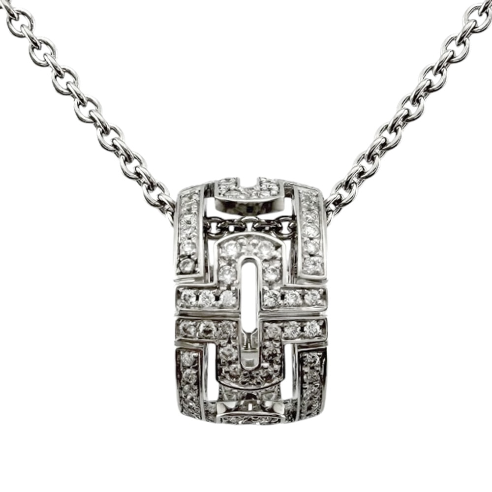 ブルガリ パレンテシ ネックレス 18金 K18ホワイトゴールド ダイヤモンド レディース BVLGARI  中古