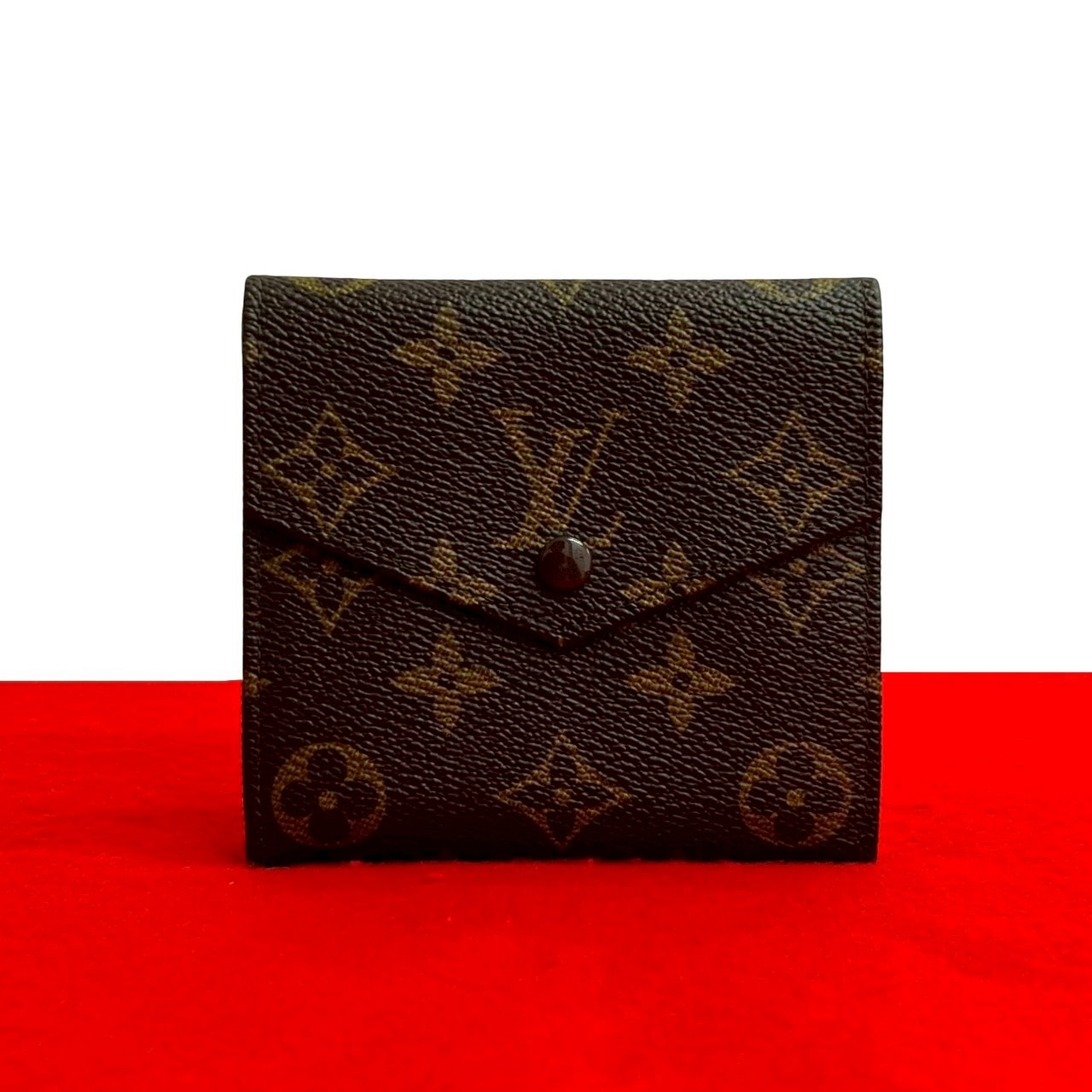 LOUIS VUITTON ルイヴィトン ポルト モネ ビエカルディ モノグラム レザー PVC 三つ折り財布 ブラウン
 63626