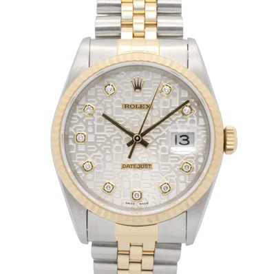ロレックス ROLEX デイトジャスト 10Pダイヤ T番 腕時計 時計 K18(イエローゴールド) ステンレススチール ダイヤモンド メンズ シルバー系 コンピューター/新ダイヤ 16233G 【中古】