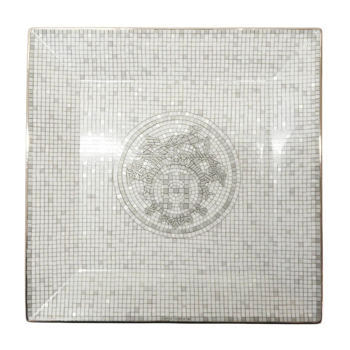 HERMES エルメス 皿 プチカレ No3 モザイク 24 皿 15cm プラチナ ポーセリン(陶器) 新品