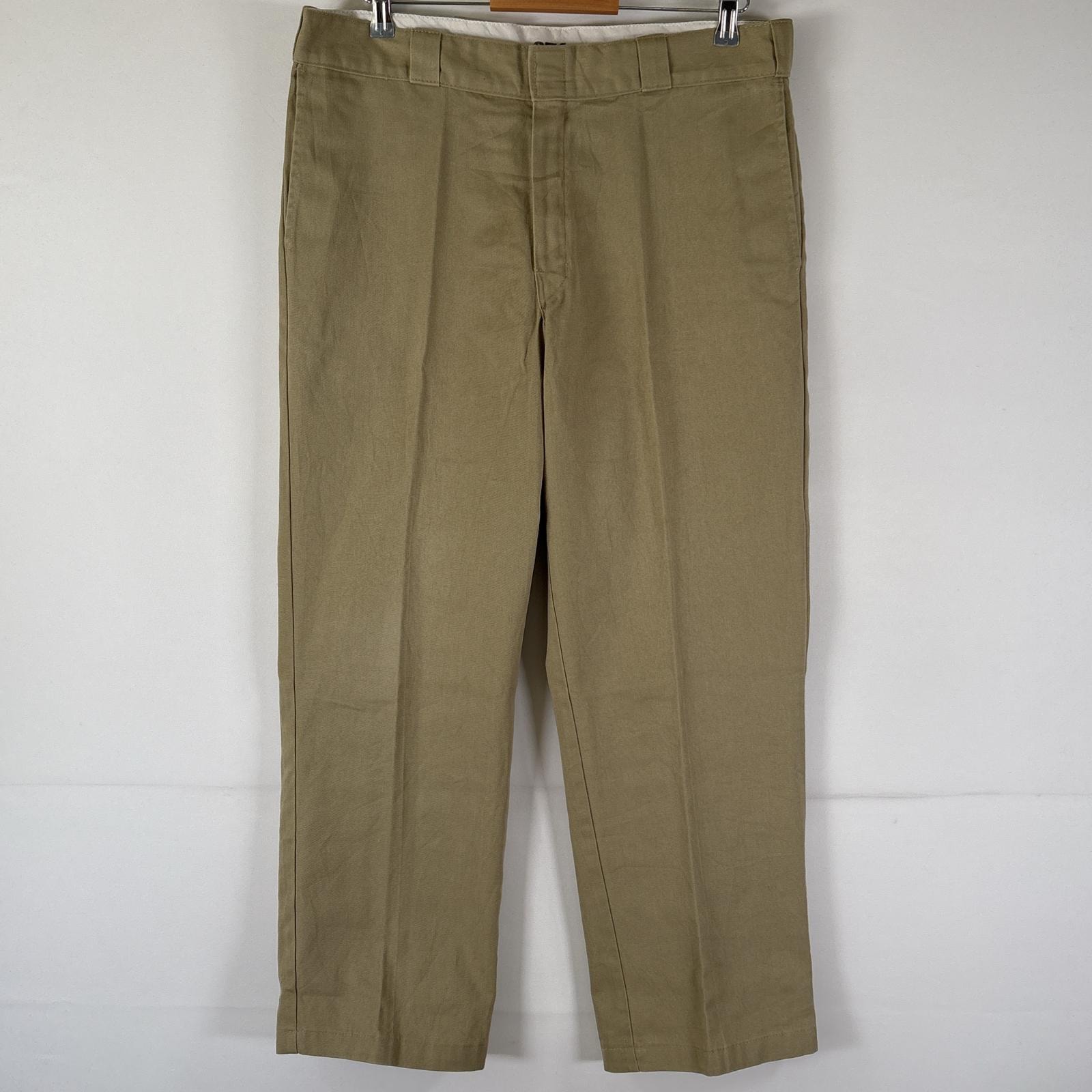 古着 ディッキーズ Dickies ワークパンツ オリジナルフィット ワンポイントロゴ 長ズボン 874 w36 L30  ベージュ系 メンズ