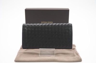 BOTTEGAVENETA ボッテガヴェネタ イントレチャート レザー 二つ折長財布 156819 長財布 ブラック レザー レディース