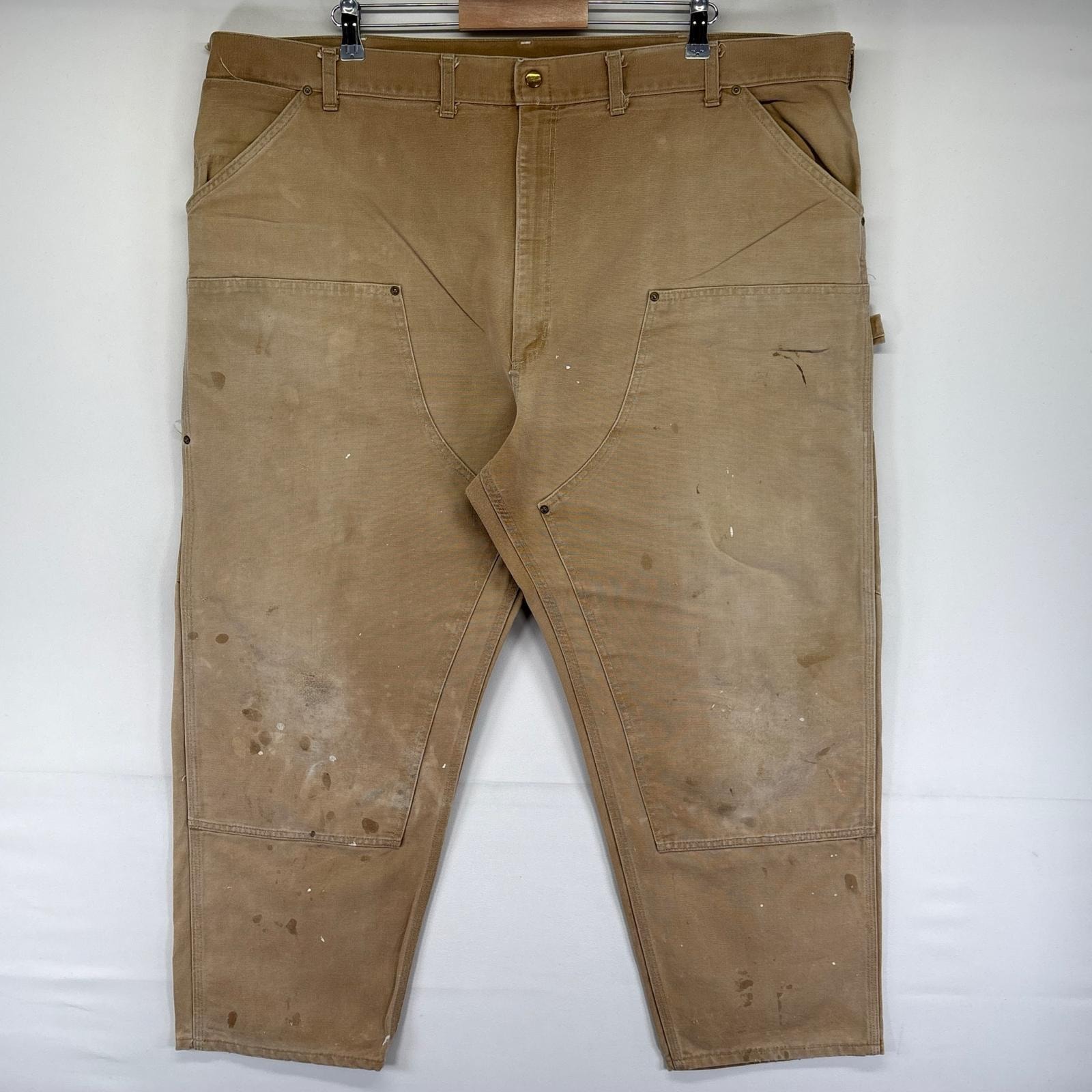古着 カーハート Carhartt ダック パンツ ダックワークパンツ ペインター ダブルニー 大きいサイズ  ベージュ系 メンズ