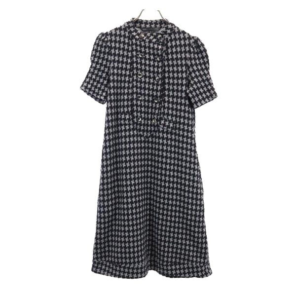 MARC BY MARC JACOBS マークバイマークジェイコブス 千鳥柄 半袖 パフスリーブ ワンピース XS 黒×グレー系