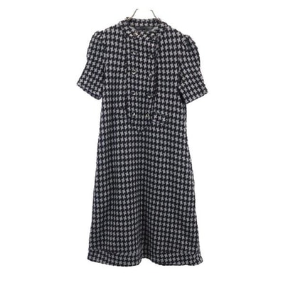 MARC BY MARC JACOBS マークバイマークジェイコブス 千鳥柄 半袖 パフスリーブ ワンピース XS 黒×グレー系