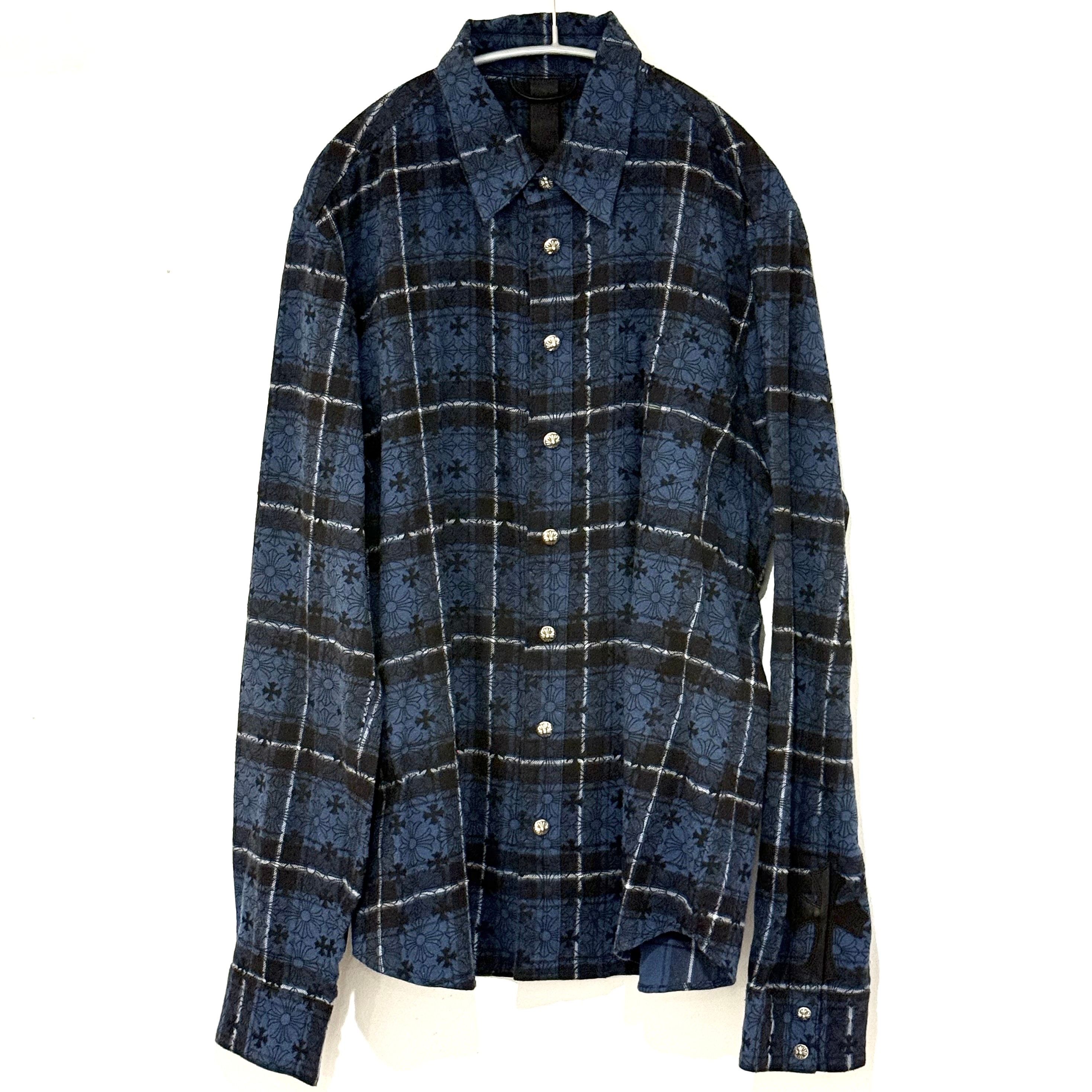 Chrome Hearts Loose End Cross Patch Cross Pattern Check L/S Shirt "Black/Silver"