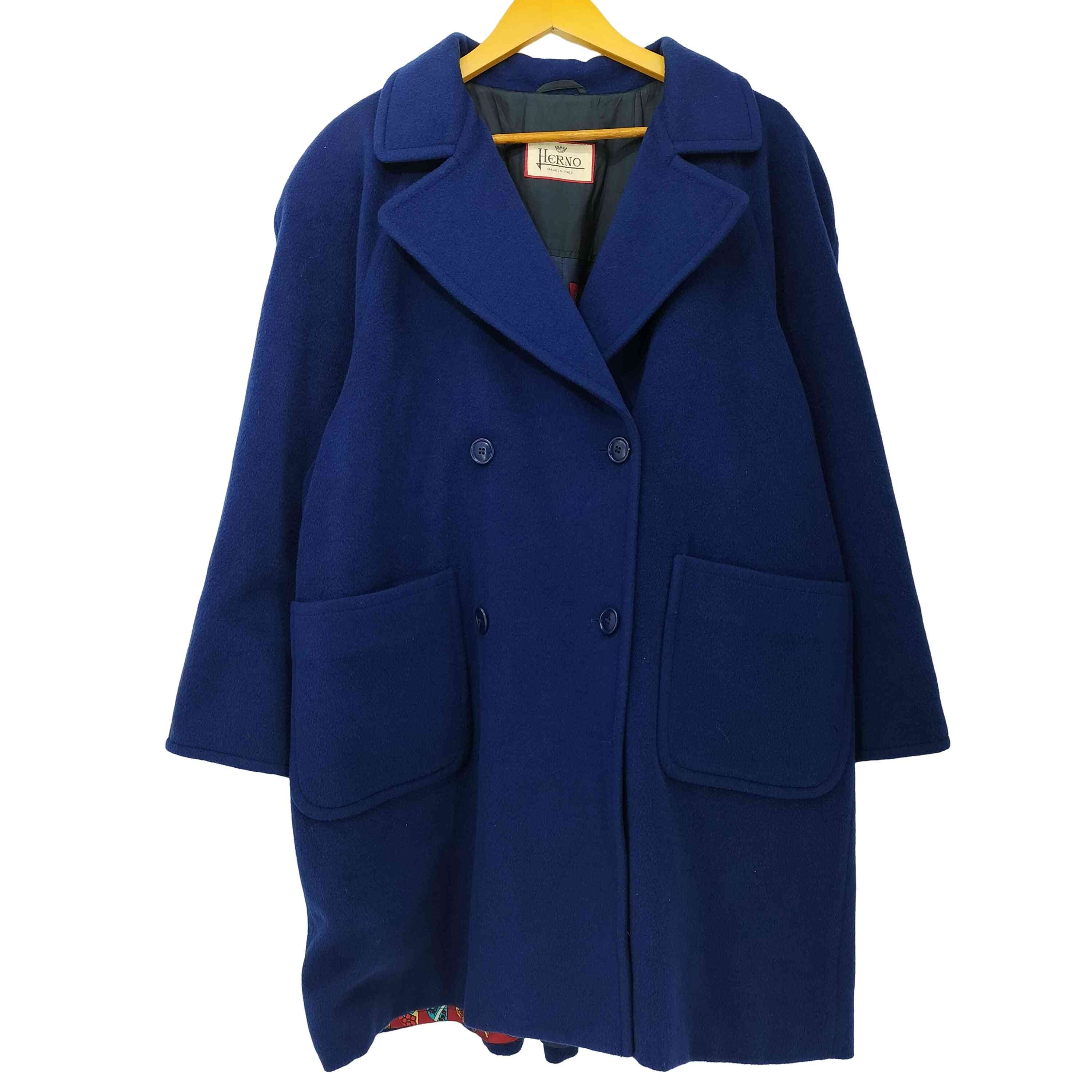MADE IN ITALY 裏地総柄シルク100% カシミア混 ウールダブルブレストコート【1141706696117】