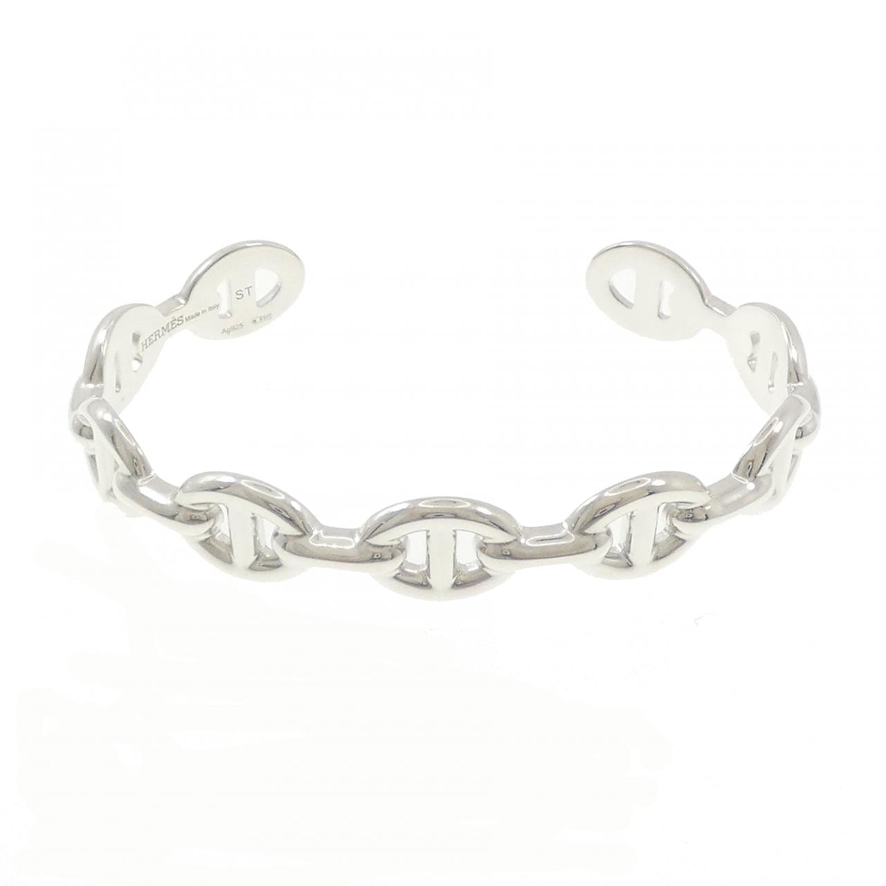 Hermes Chaine D'ancre Enchainee Bracelet Bangle "Silver"