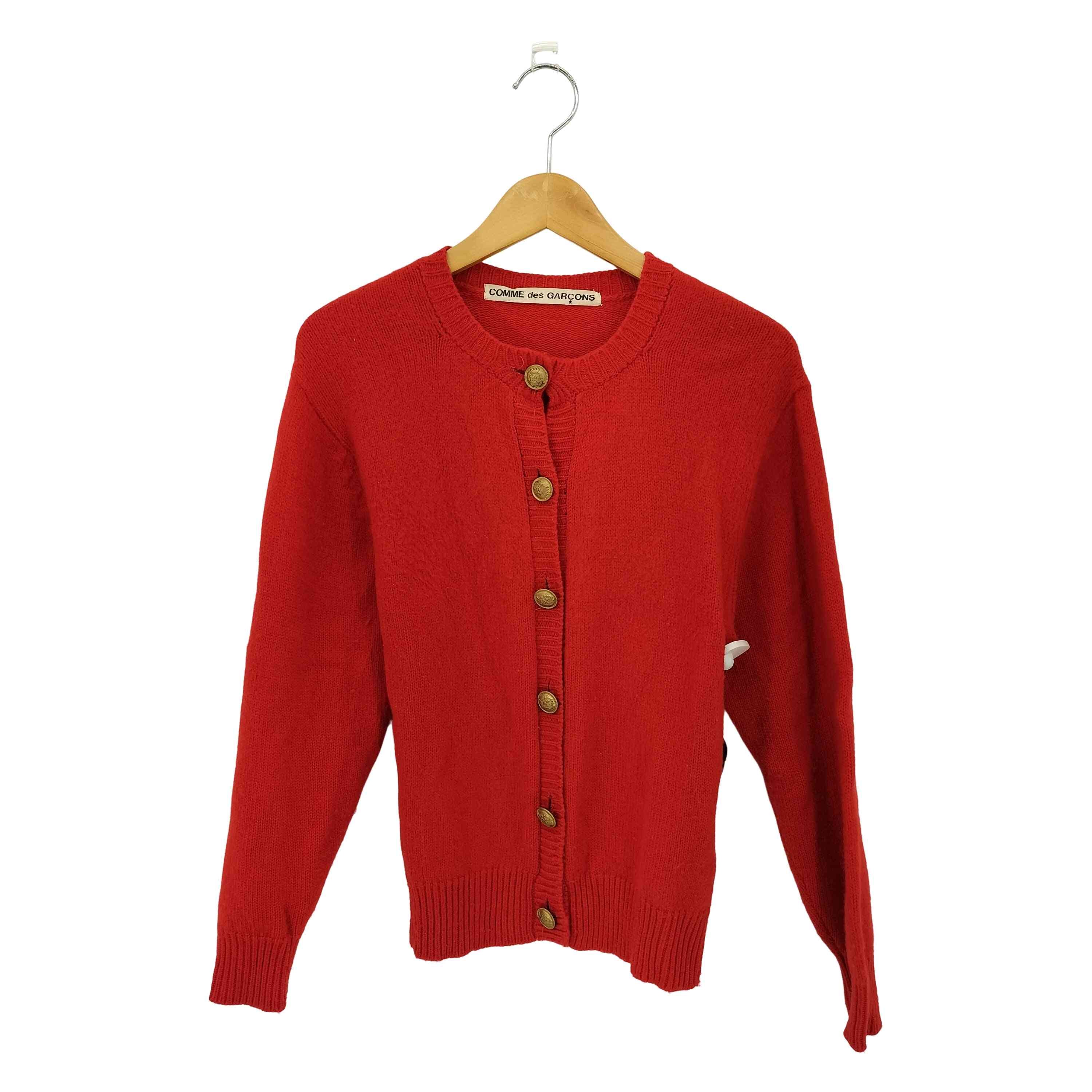 70s 初期タグ 金ボタンノーカラー ウールカーディガン【1141193653075】