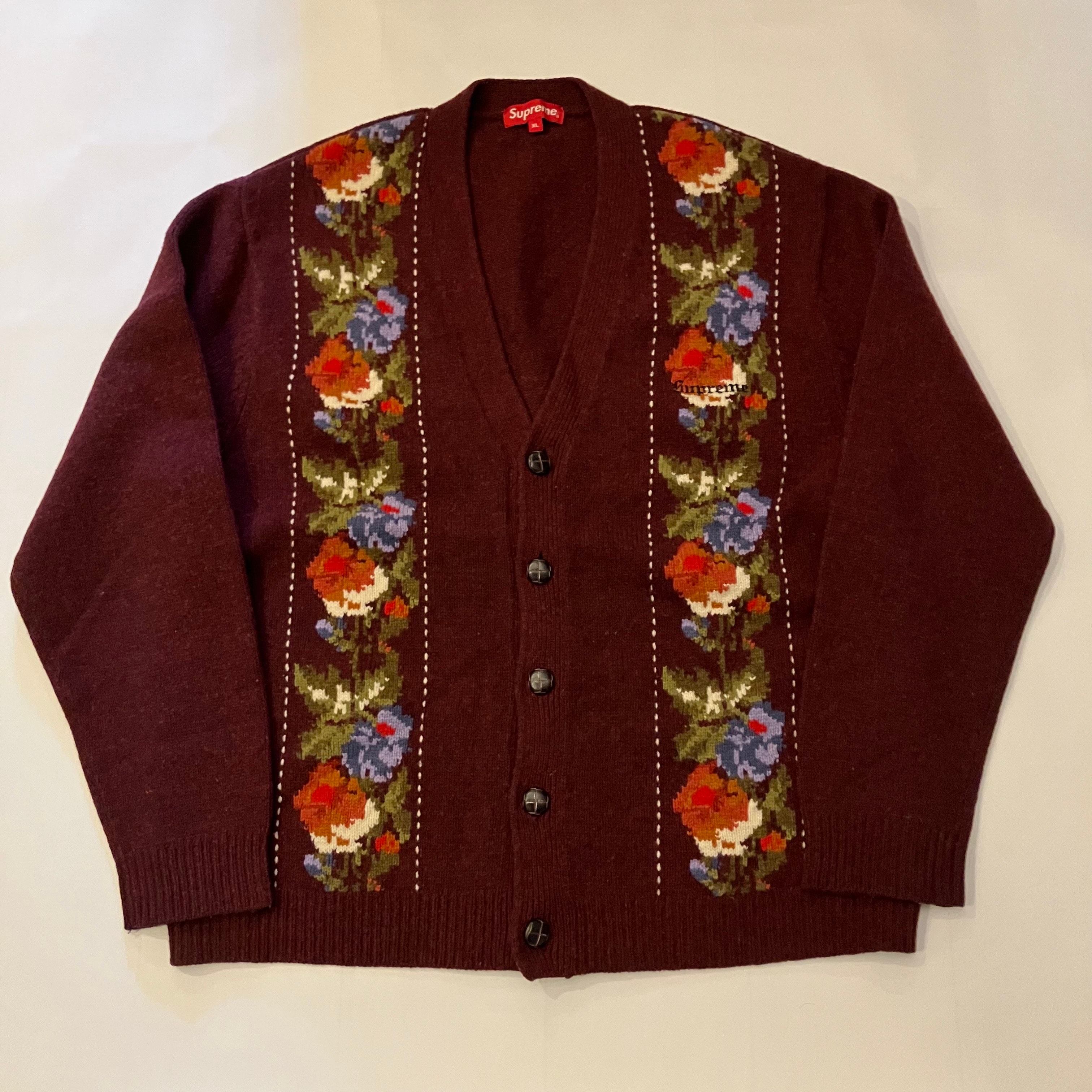 Supreme Floral Stripe Cardigan "Red"