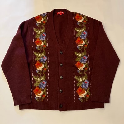 Supreme Floral Stripe Cardigan "Red"