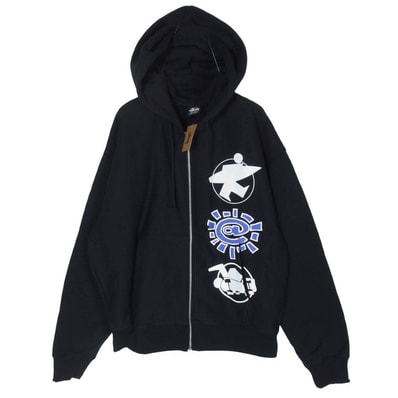STUSSY ステューシー 26AW 26F3974049 ADWYSD Always Do What You Should Do Stack Zip Hoodie マルチモチーフ サーフプリント フルジップ フーディー パーカー L【極上美品】【中古】