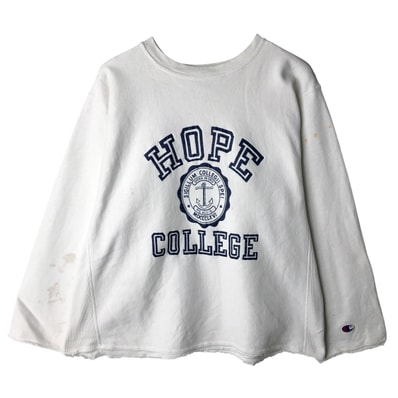 古着 90年代 チャンピオン Champion REVERSE WEAVE リバースウィーブ 刺繍タグ カットオフ 3連プリント カレッジスウェットシャツ トレーナー USA製 メンズL相当 ヴィンテージ/eaa605261