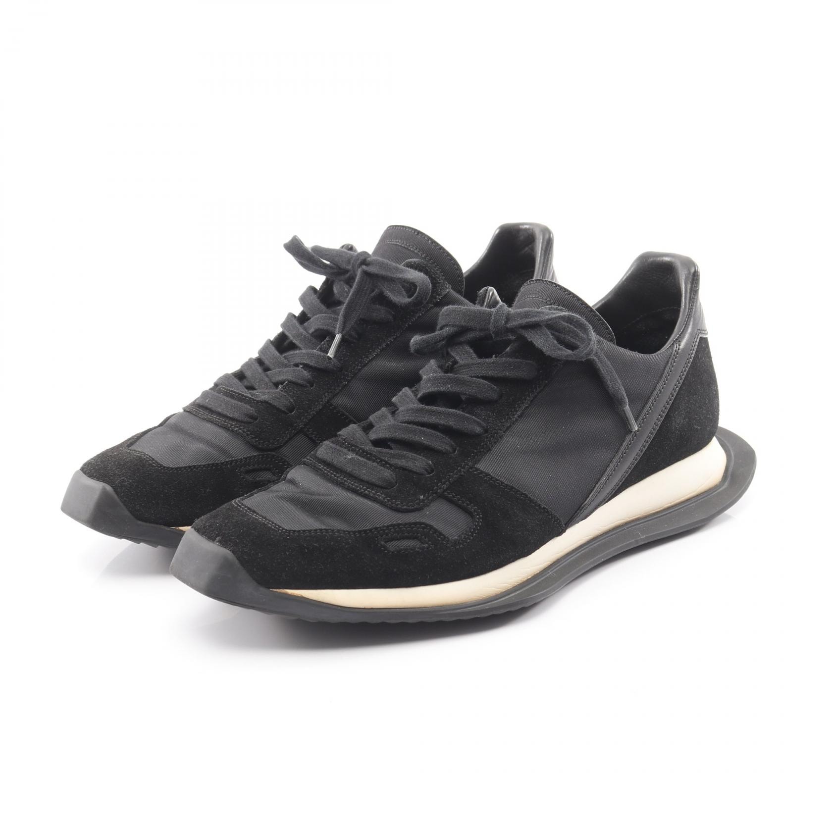 リックオウエンス Rick Owens NEW VINTAGE RUNNER LACE UP スニーカー 靴 スウェード ファブリック メンズ ブラック系 【中古】