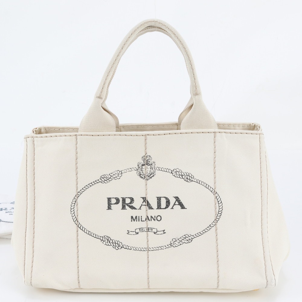 ■美品 プラダカナパ トライアングルロゴトート バッグ