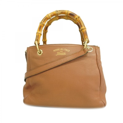 【6dd4567】グッチ ハンドバッグ バンブー 336032 レザー ブラウン シャンパンゴールド金具 2wayバッグ【中古】レディース