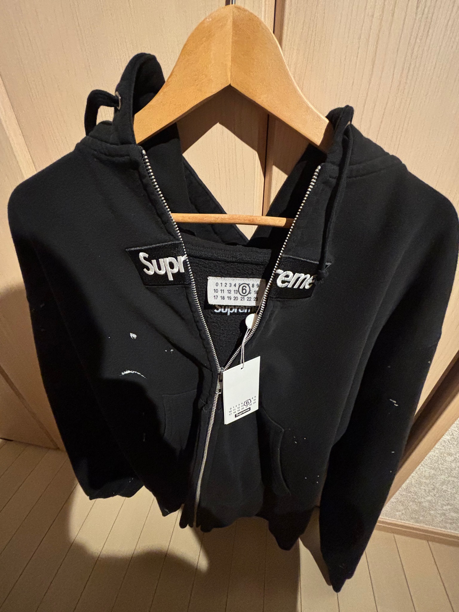 Supreme x MM6 Maison Margiela Box Logo Zip Up Hooded Sweatshirt "Black"
