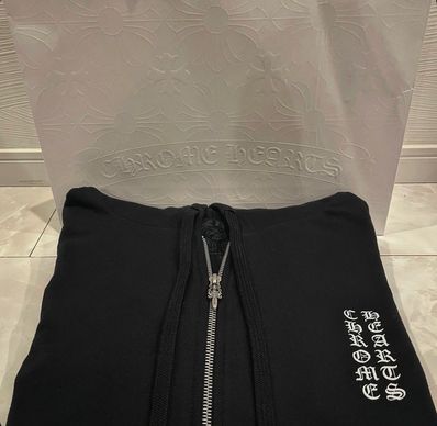 Chrome Hearts Vertical Logo Pullover Hoodie "Black/White"