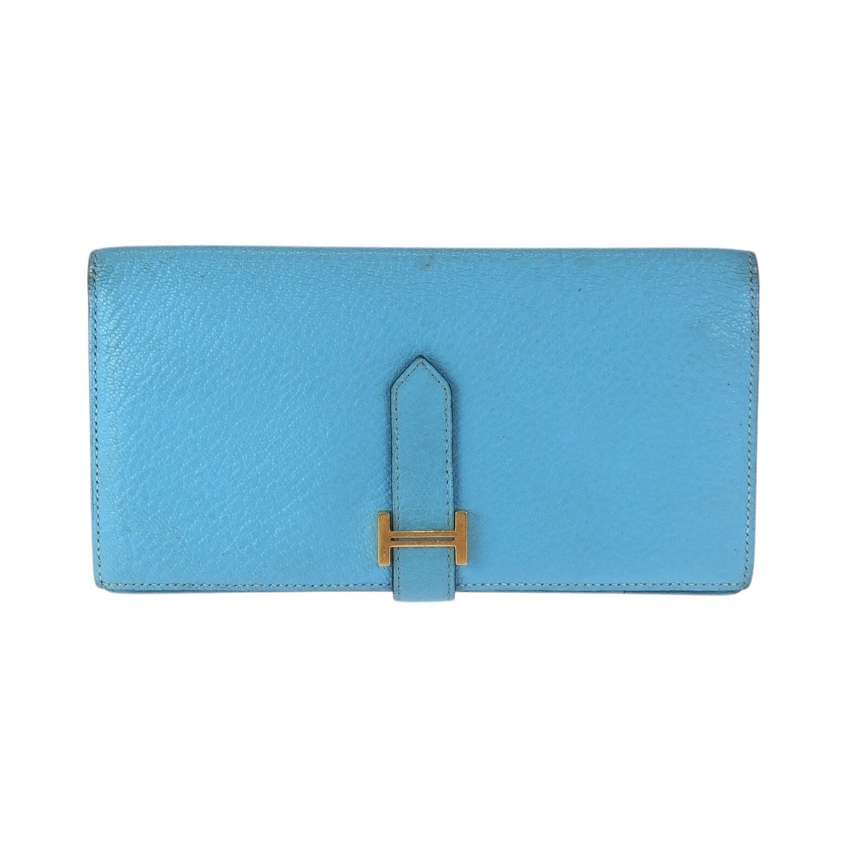 美品 HERMES エルメス ベアン スフレ ブルーアズテック ライトブルー ヴォーエプソン 長財布 ロングウォレット D刻印 601774 【中古】