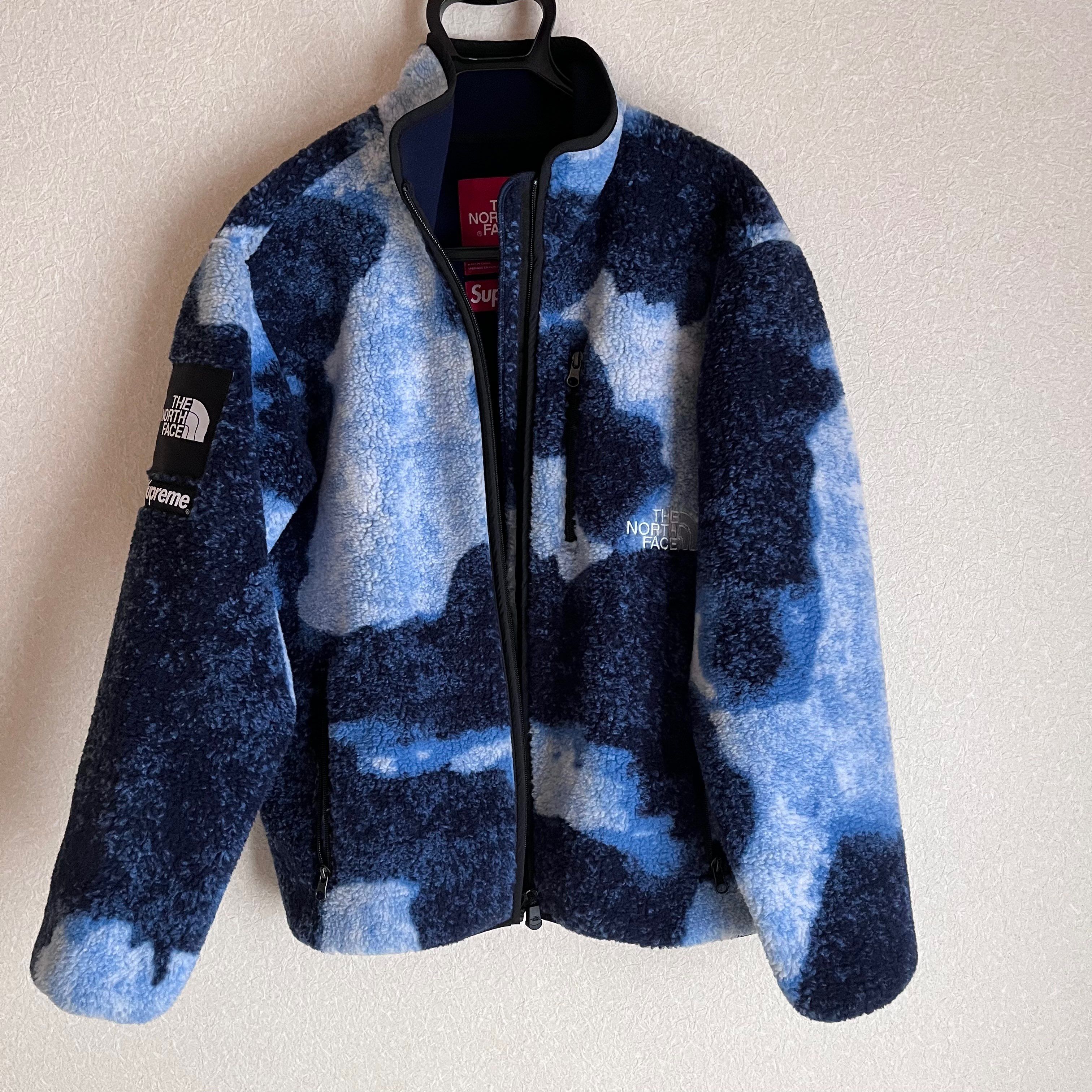 Supreme x The North Face Bleached Denim Print Fleece Jacket "Indigo"
