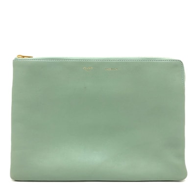 セリーヌ CELINE セカンドバッグ カバン ポーチ クラッチバッグ レザー グリーン系
