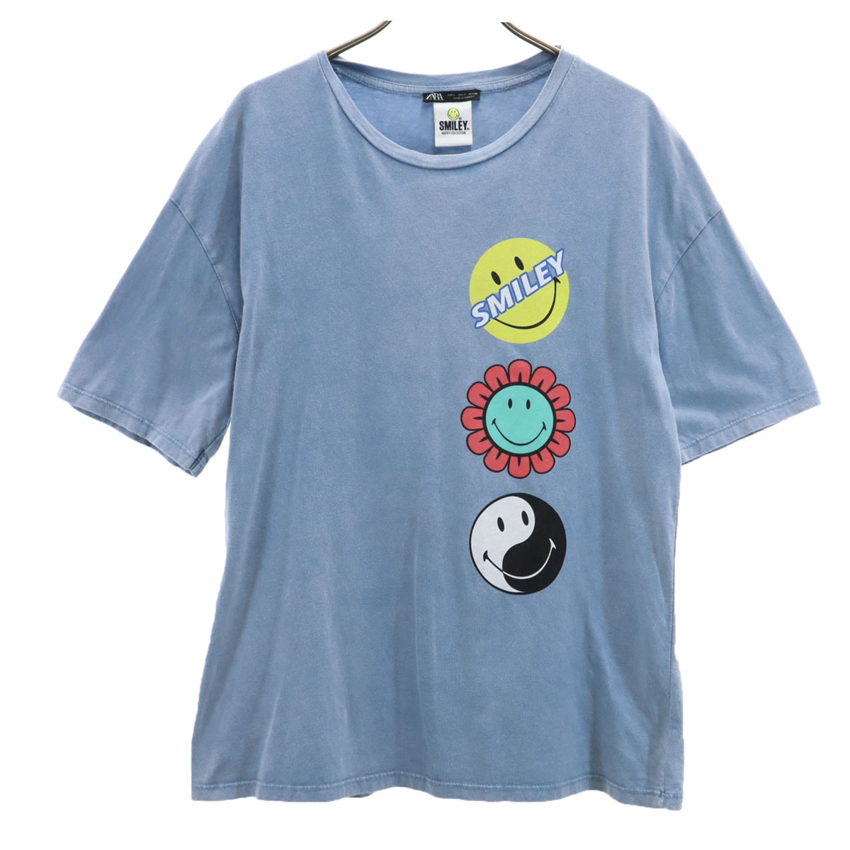 ZARA ザラ SMILEY スマイリー コラボ 半袖 Tシャツ S ネイビー系